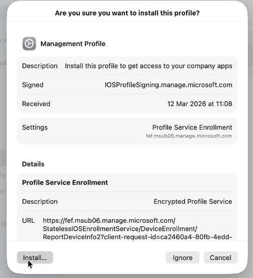 Profile Install Screenshot