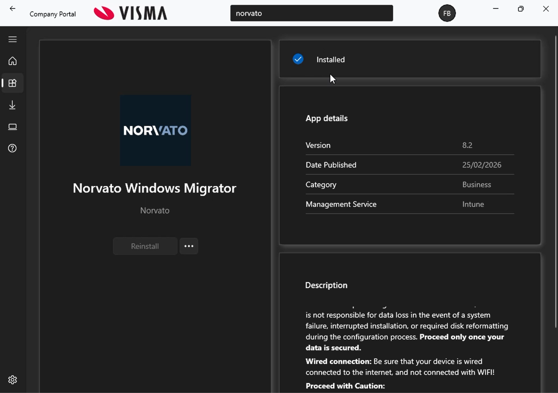 Company Portal Interface
