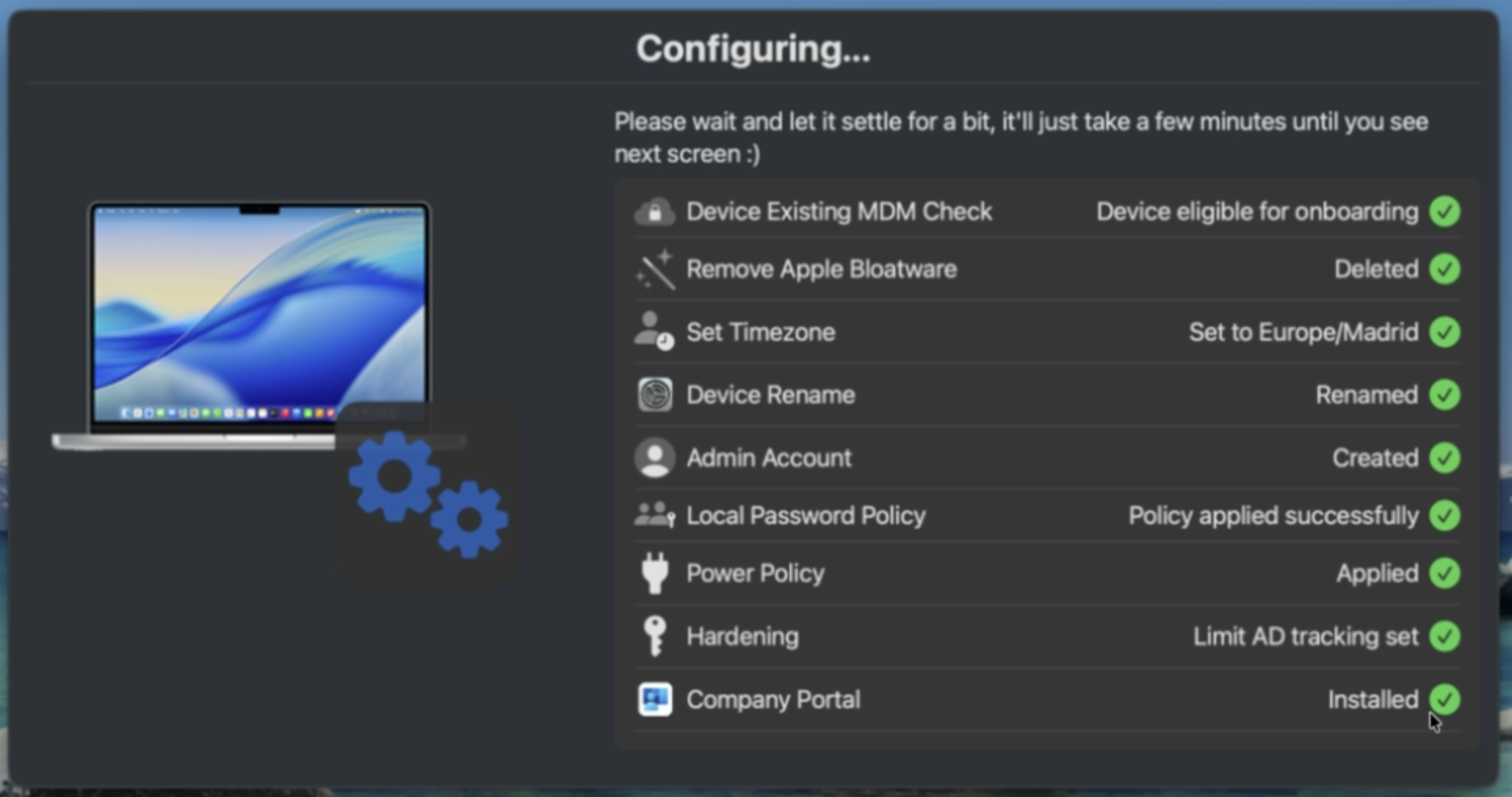 Configuration script progress